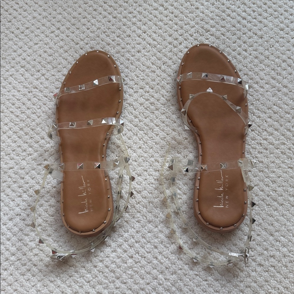 Nicole Miller studded wrap sandals